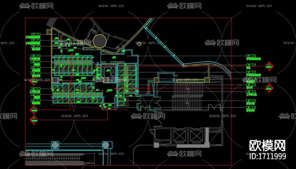 餐厅cad施工图下载（渲染图2）