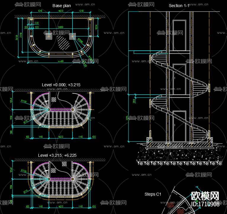 旋转楼梯节点大样下载（渲染图3）