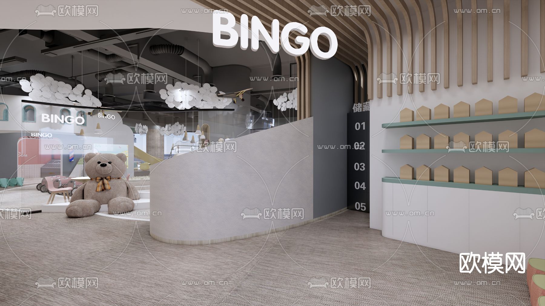 现代亲子餐厅su模型下载（渲染图3）