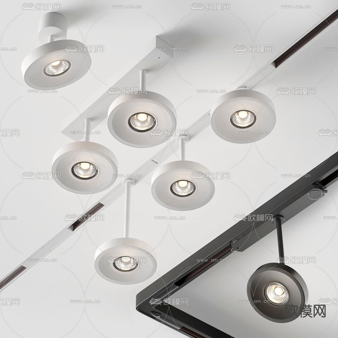 现代筒灯射灯轨道灯3d模型