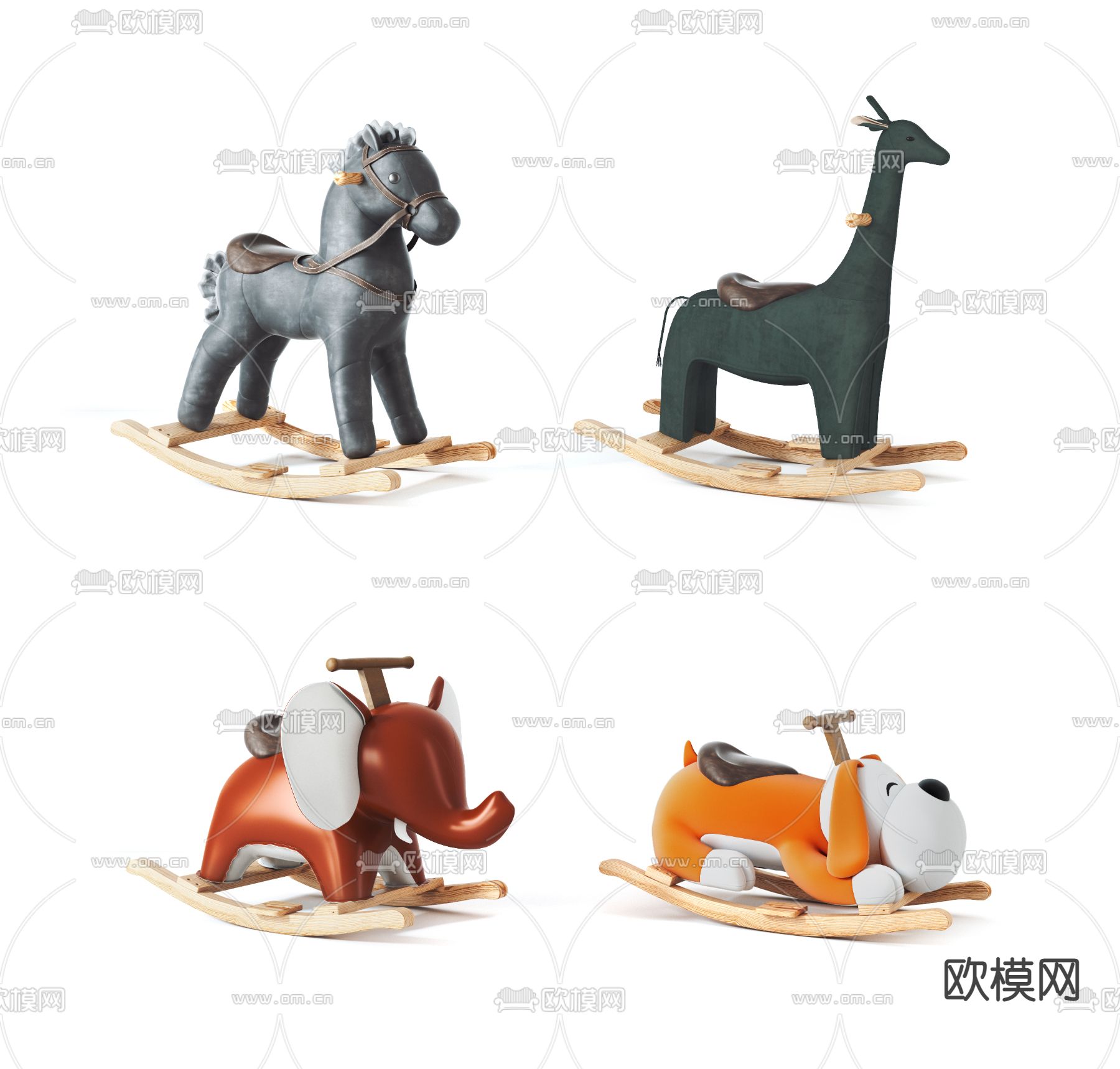 现代儿童木马玩具3d模型