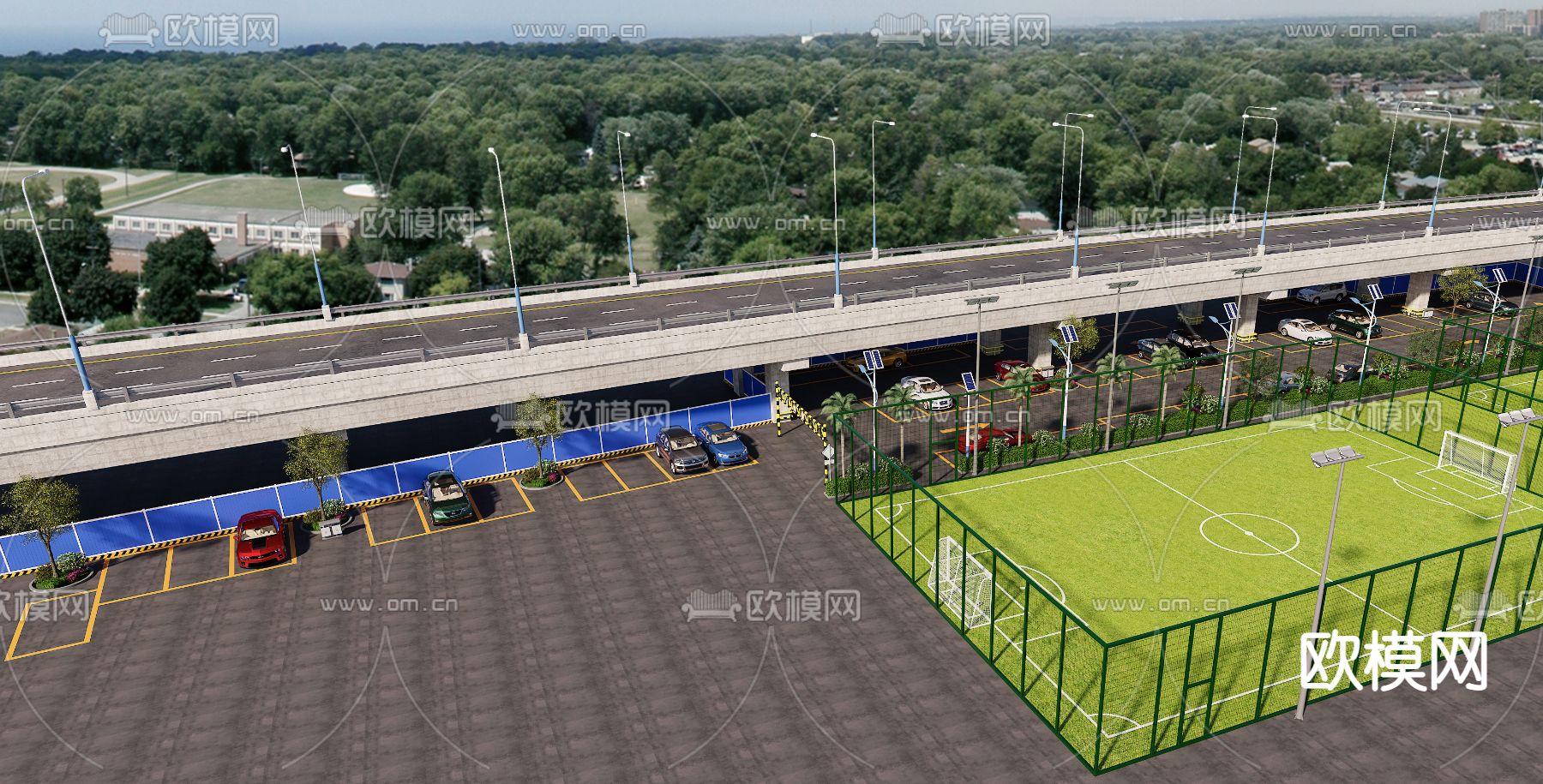 现代公园停车场3d模型