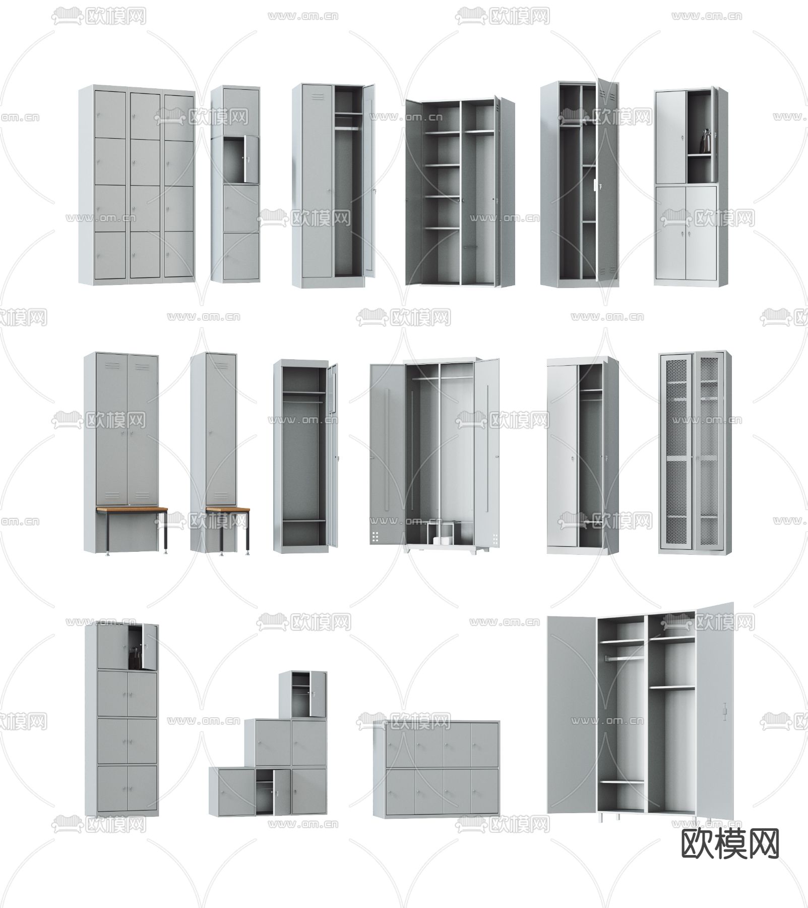 现代公共更衣室储物柜3d模型