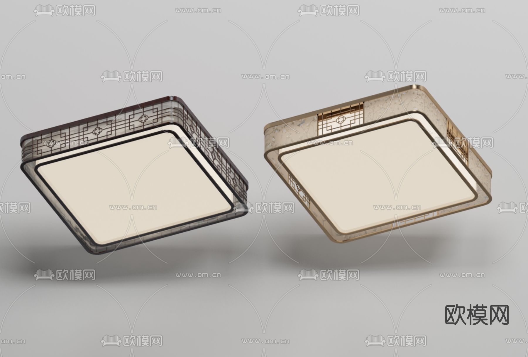 新中式吸顶灯免费3d模型下载