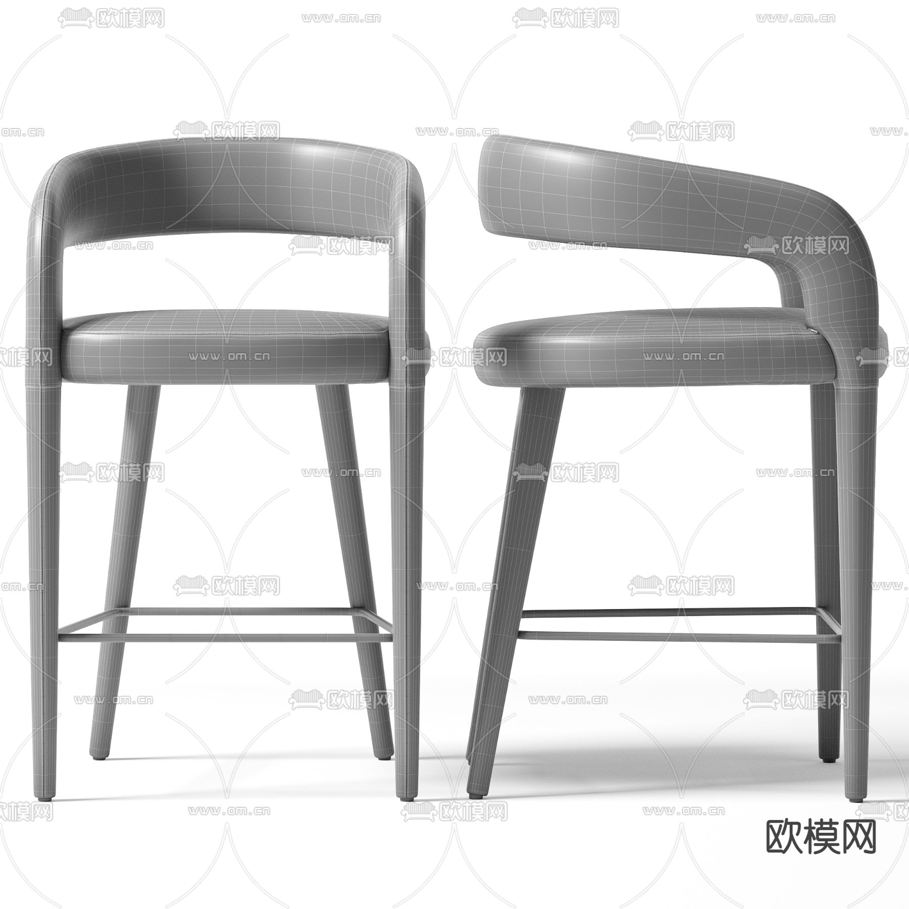 现代布艺吧椅3d模型