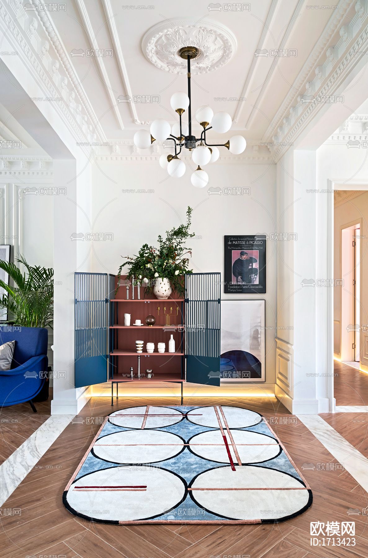 法式家装cad施工图下载（渲染图2）