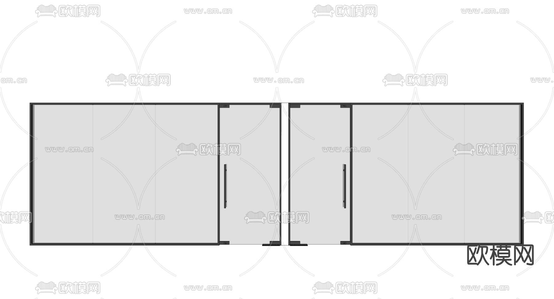 现代玻璃隔断su模型下载