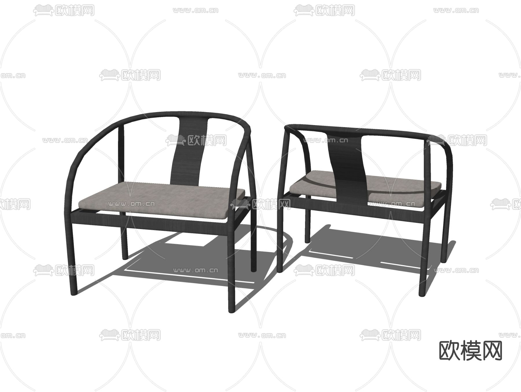 新中式实木圈椅su模型下载（渲染图2）