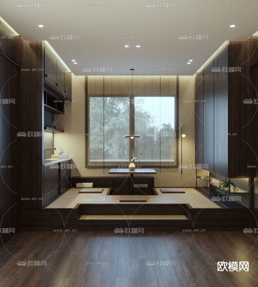 日式榻榻米茶室3d模型下载(渲染图1)