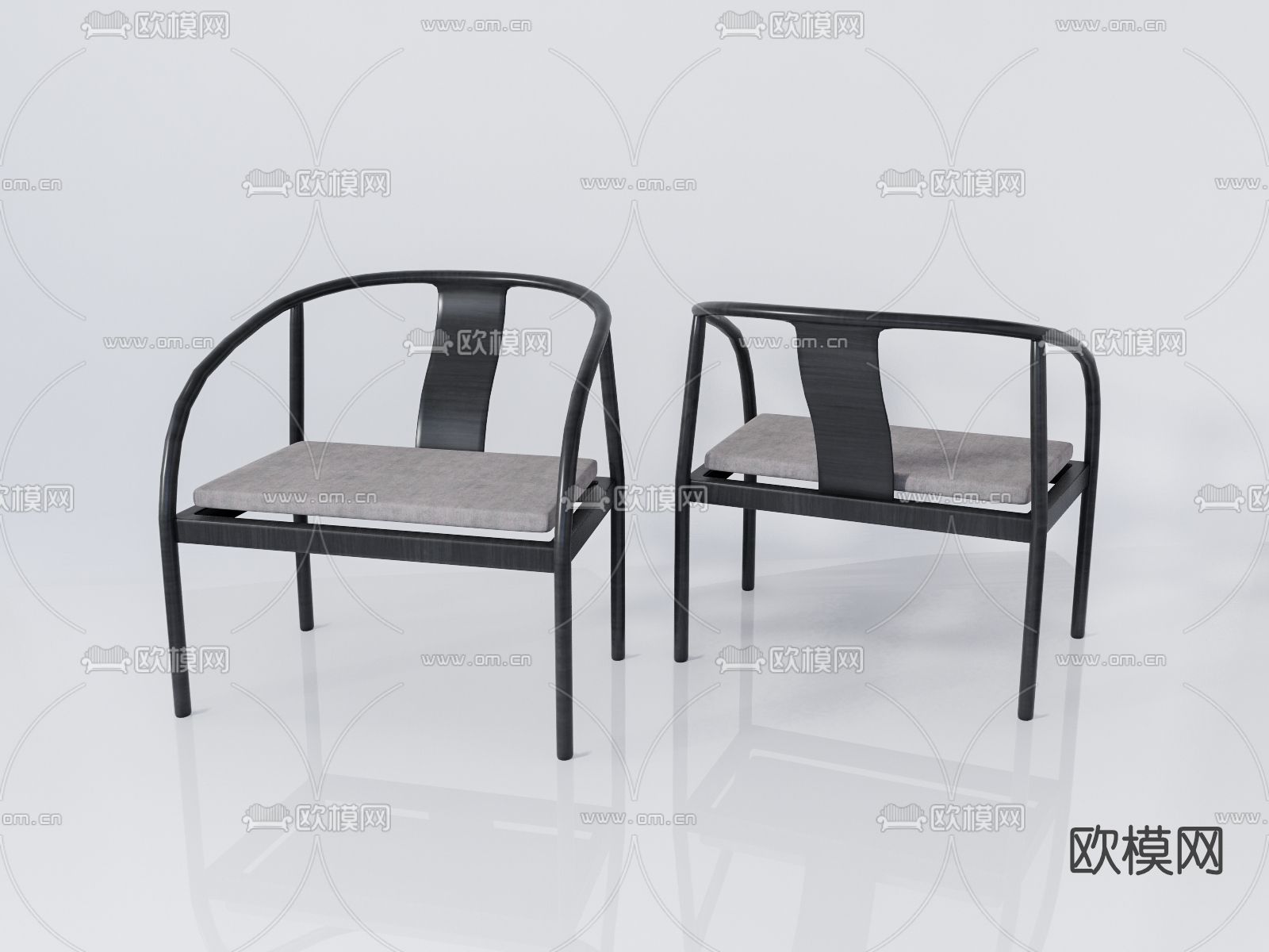 新中式实木圈椅su模型下载（渲染图1）