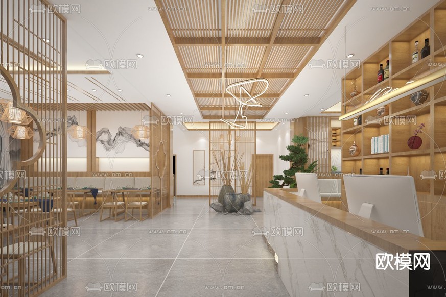 现代民宿大厅免费3d模型下载_ID11561222_3dmax免费模型-欧模网