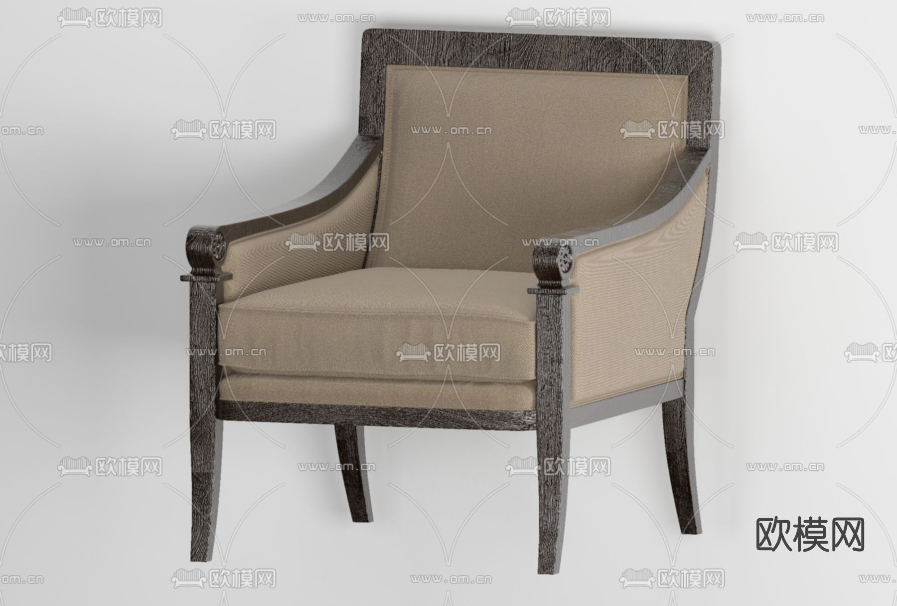 美式布艺单人沙发免费3d模型下载