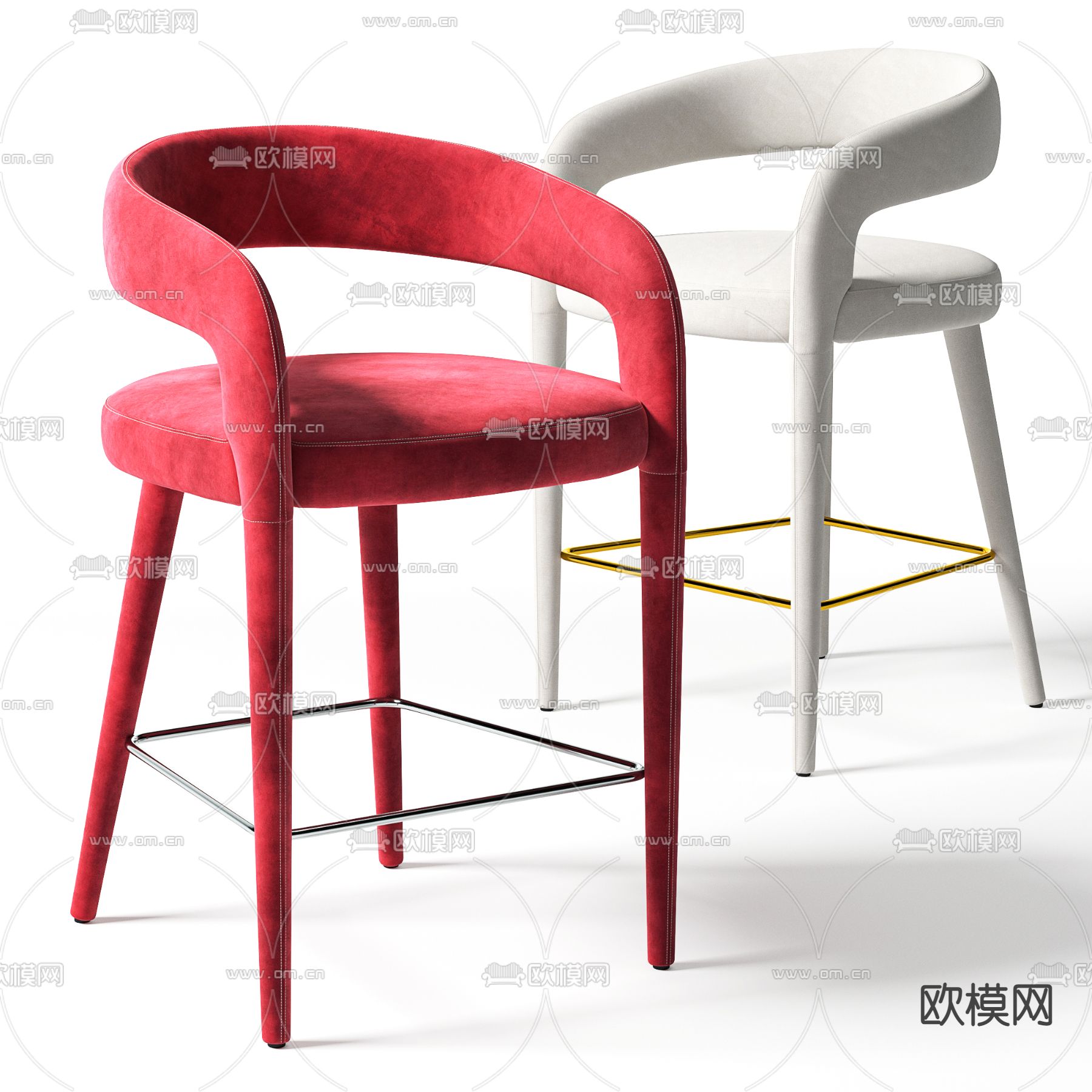 现代布艺吧椅3d模型