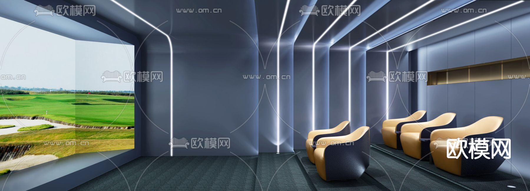 现代影音室视听室3d模型下载