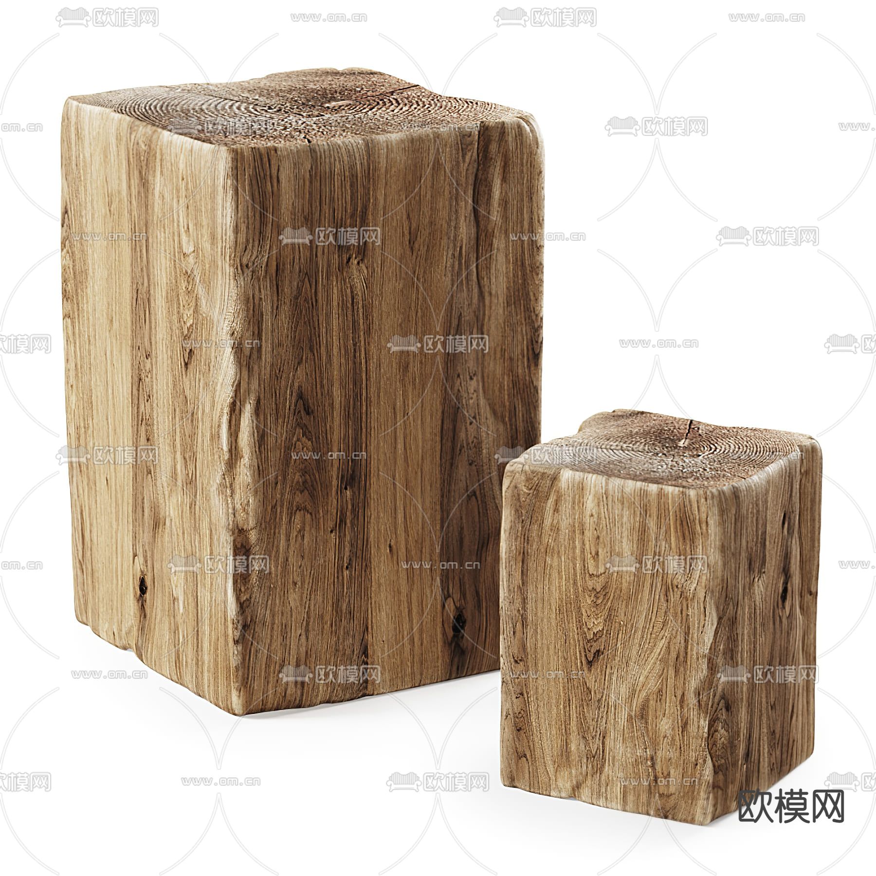 自然风原木木桩边几3d模型