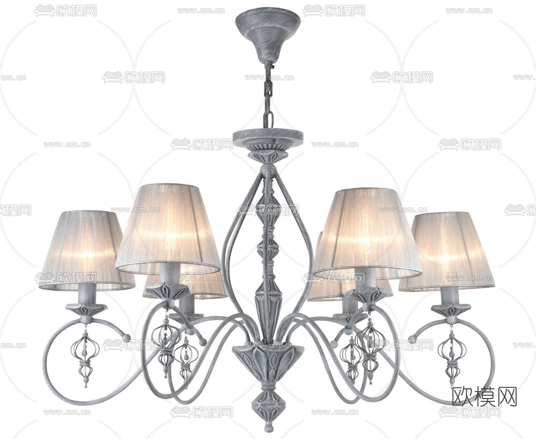 欧式烛台吊灯免费3d模型下载