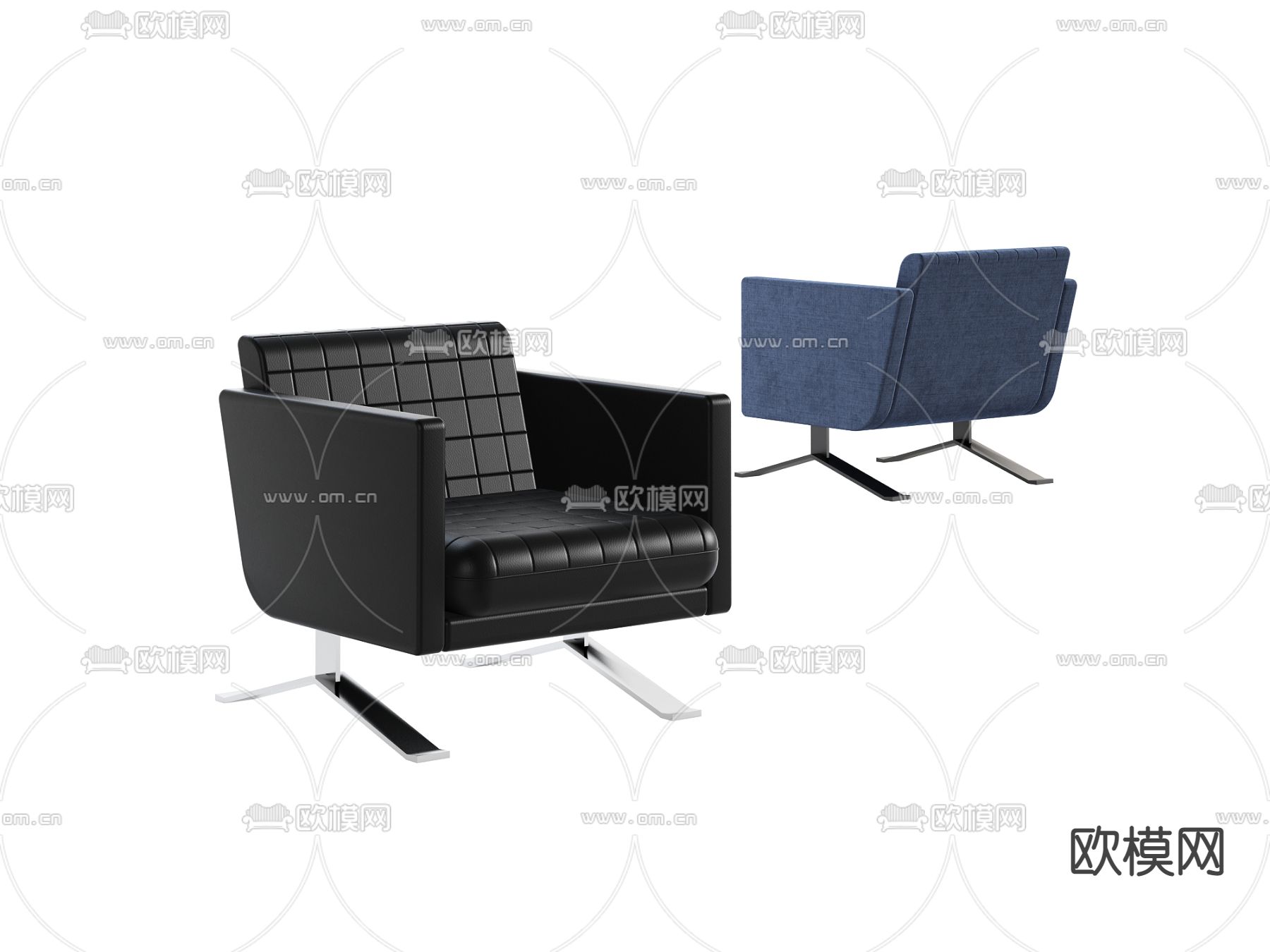 现代皮革单人沙发3d模型下载