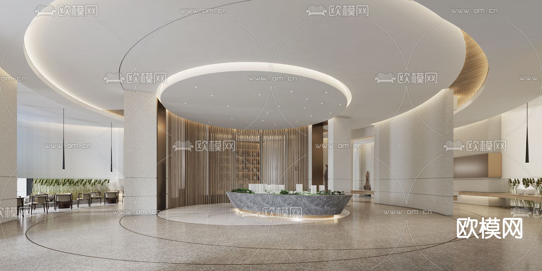 现代售楼处洽谈区3d模型下载（渲染图2）