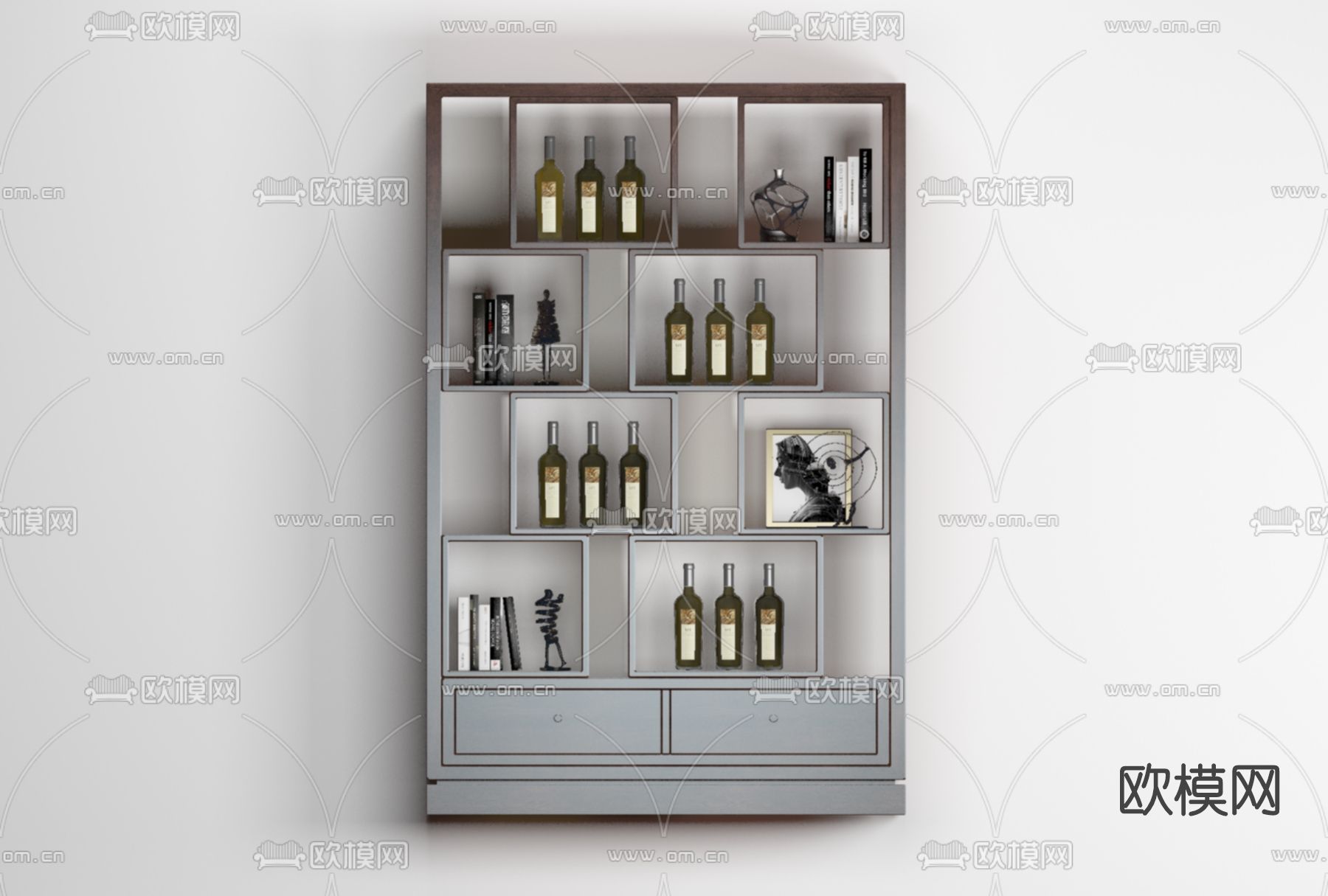 现代酒柜免费3d模型下载