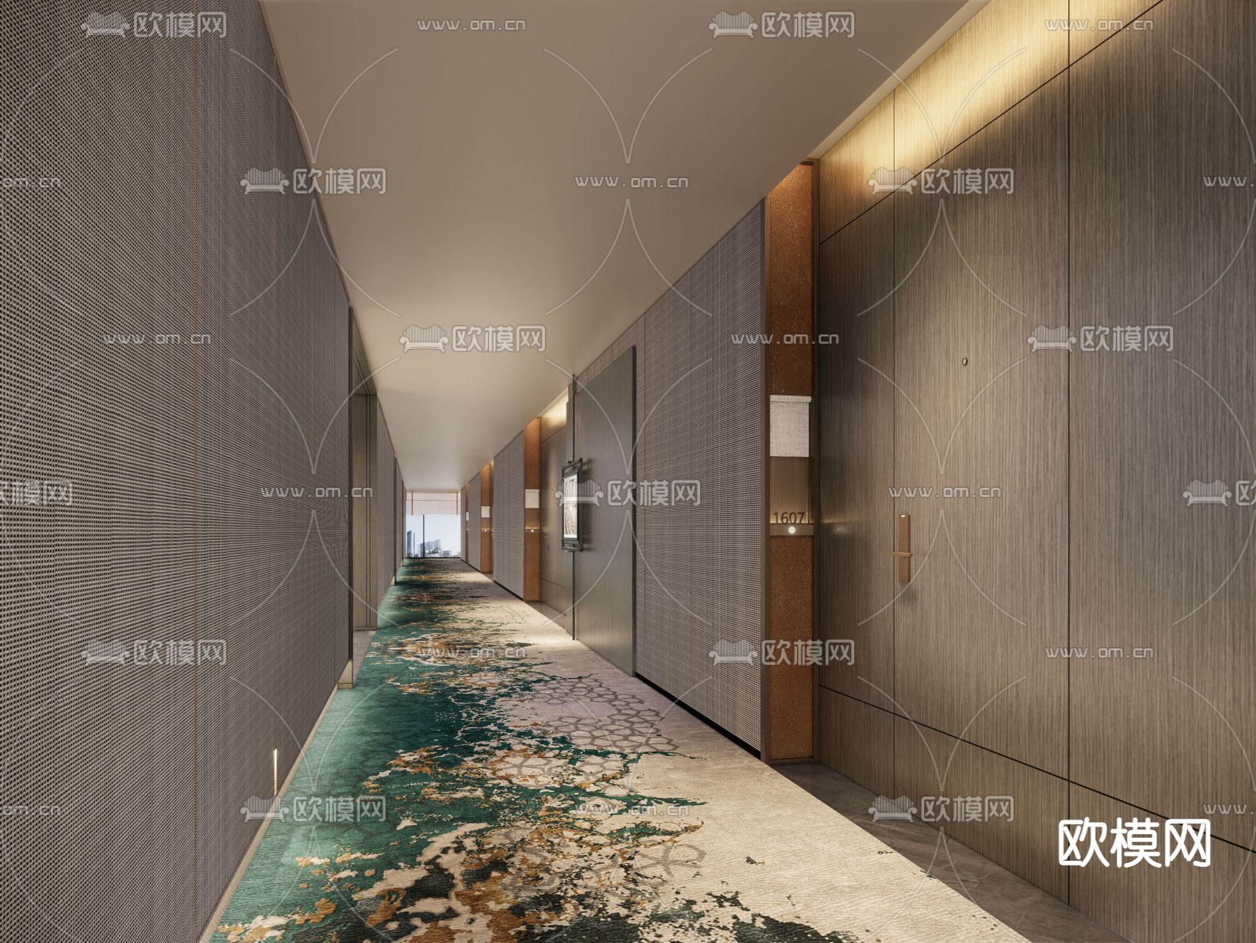 新中式酒店玄关过道su模型下载（渲染图2）