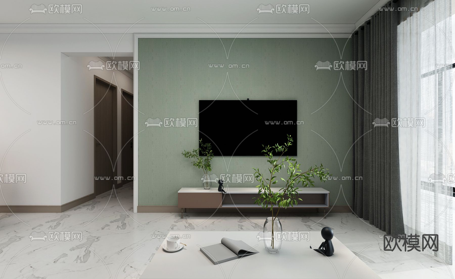 现代简约客餐厅卧室免费3d模型
