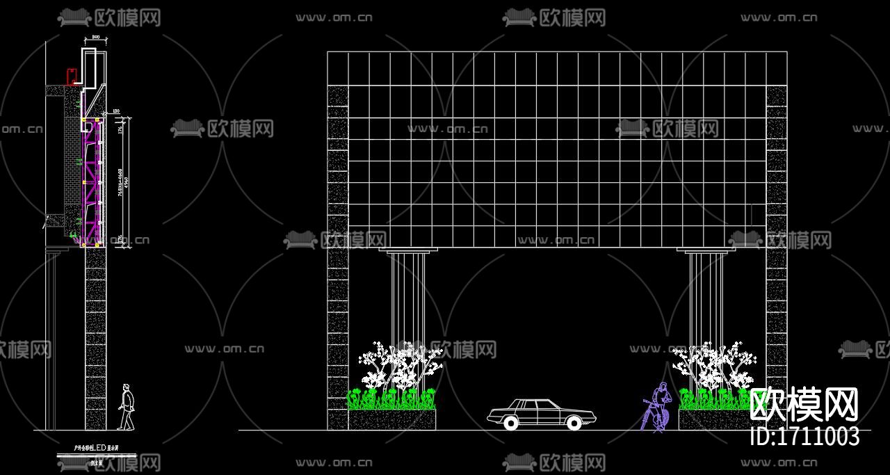 户外P16全彩显示屏结构施工图下载（渲染图1）