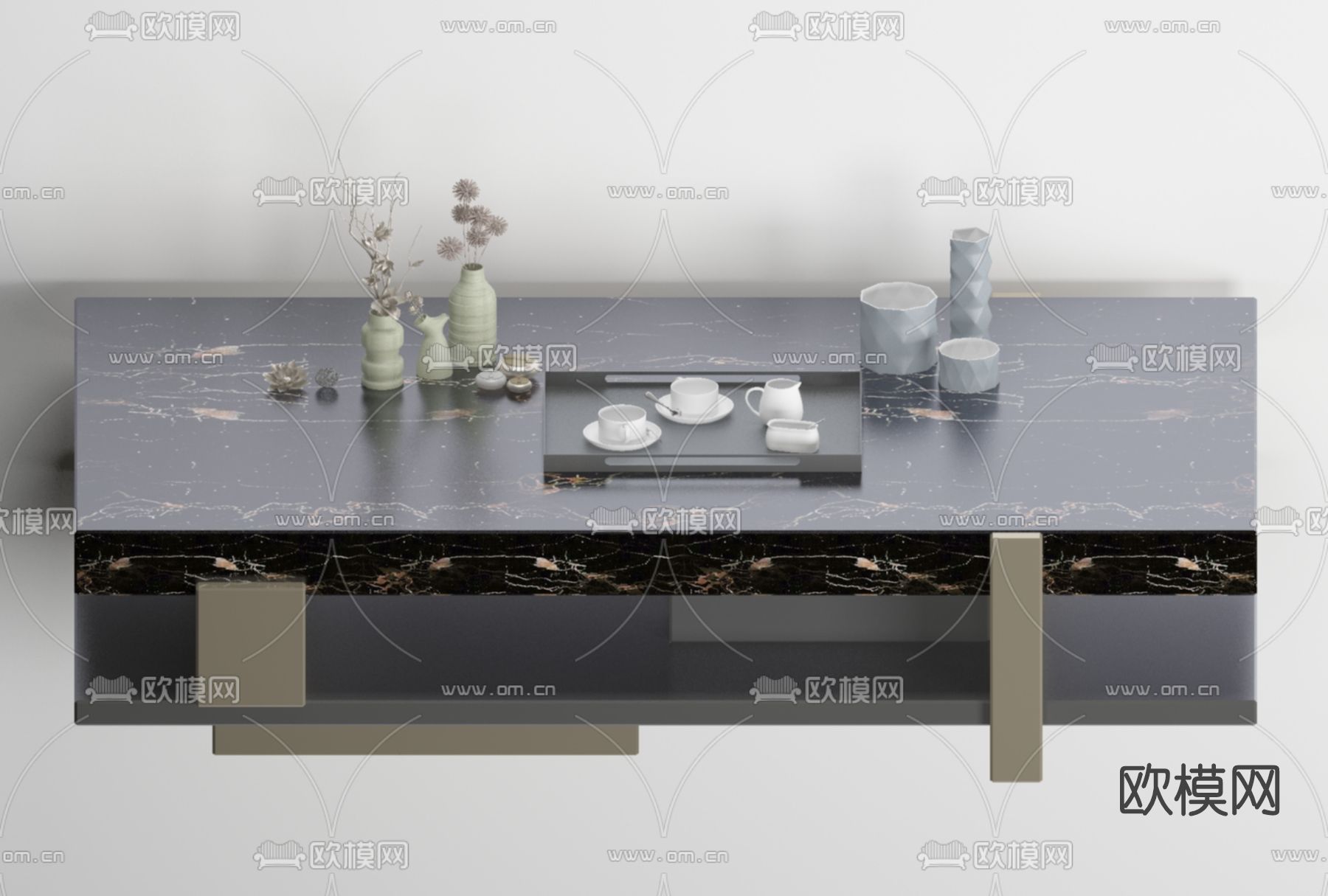 现代轻奢茶几免费3d模型下载