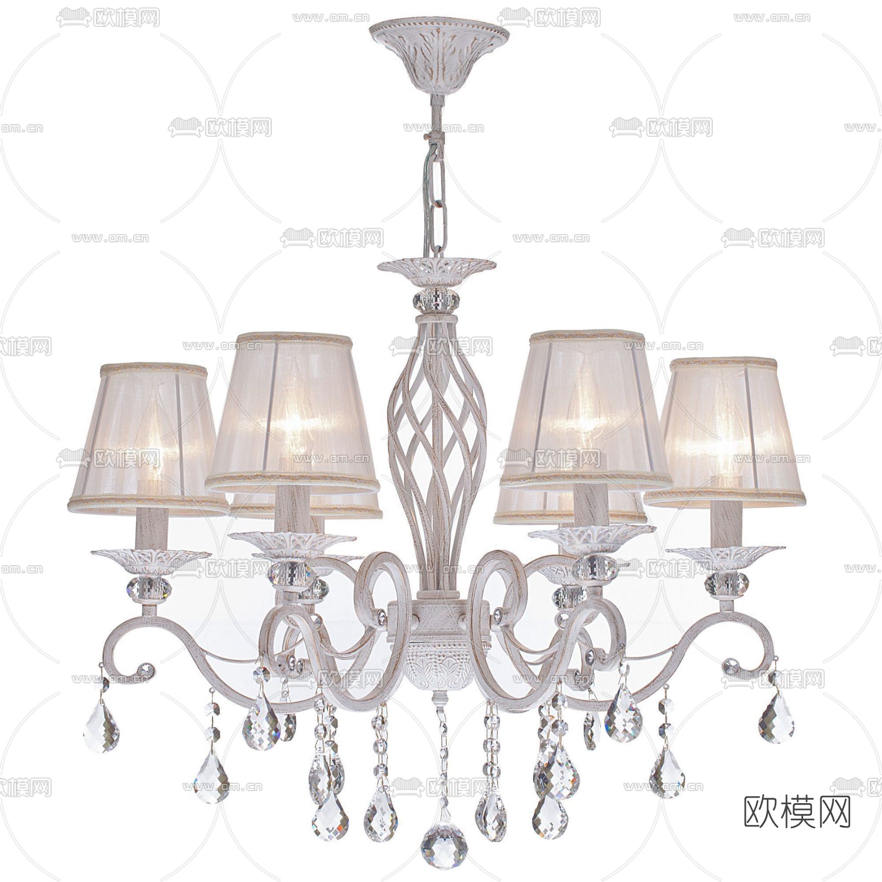 欧式轻奢烛台吊灯免费3d模型下载