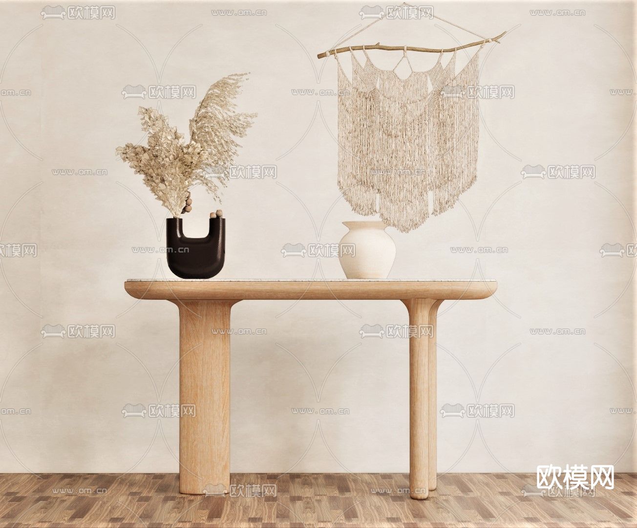 现代端景条案su模型下载（渲染图1）