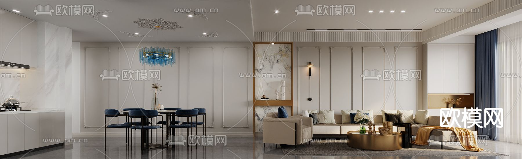 法式客餐厅3d模型