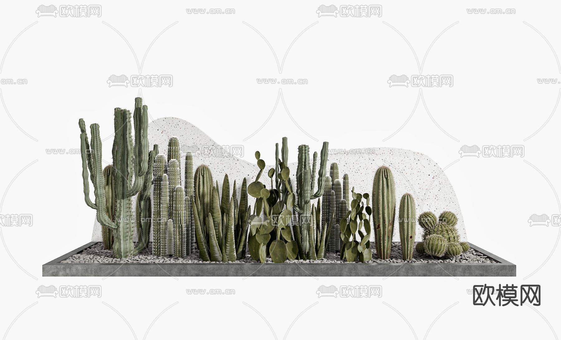 现代仙人掌景观小品3d模型
