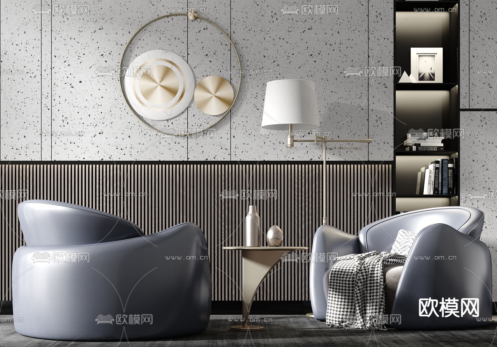 现代皮革休闲沙发3d模型下载