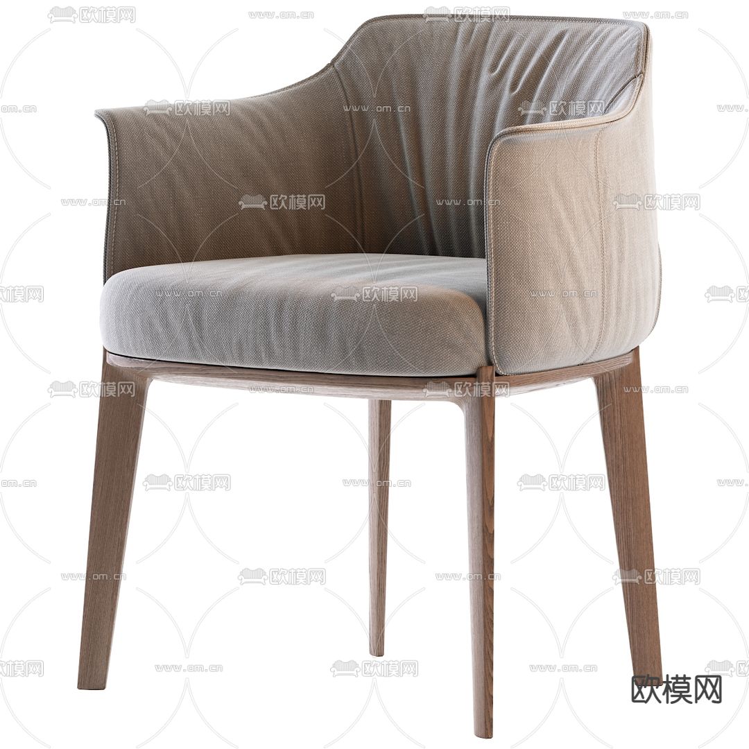 北欧布艺单椅3d模型下载（渲染图1）