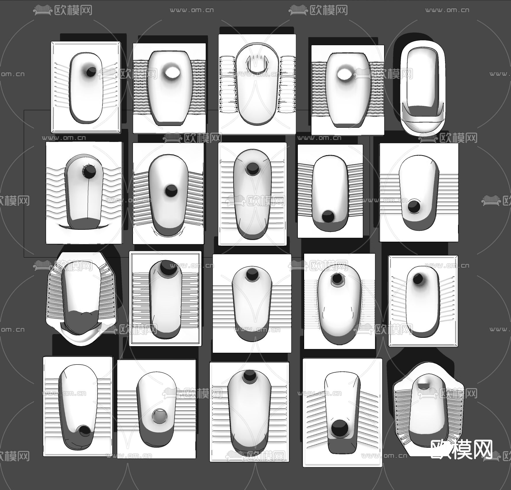 现代蹲便器su模型下载（渲染图2）