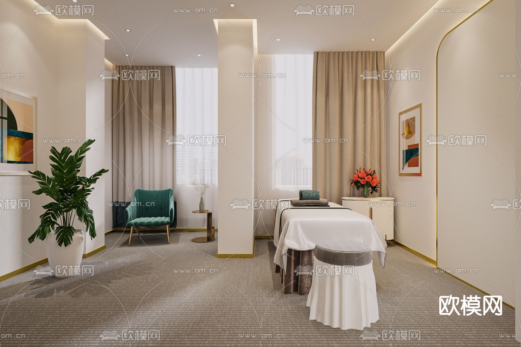 现代美容院spa护理房3d模型下载