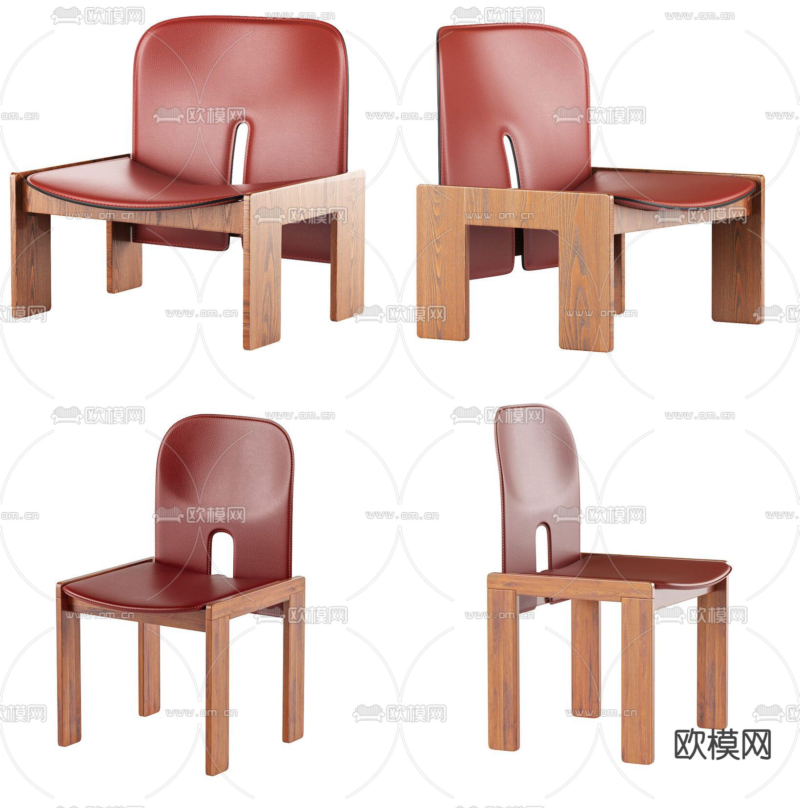 Cassina 皮革休闲椅3d模型下载（渲染图1）