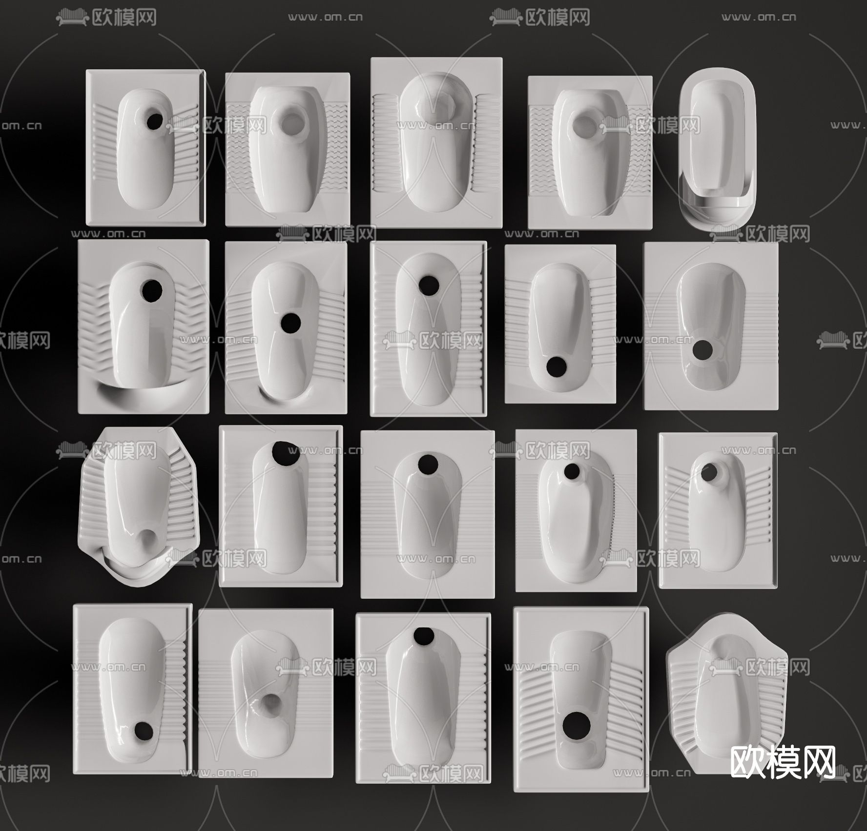 现代蹲便器su模型下载（渲染图1）