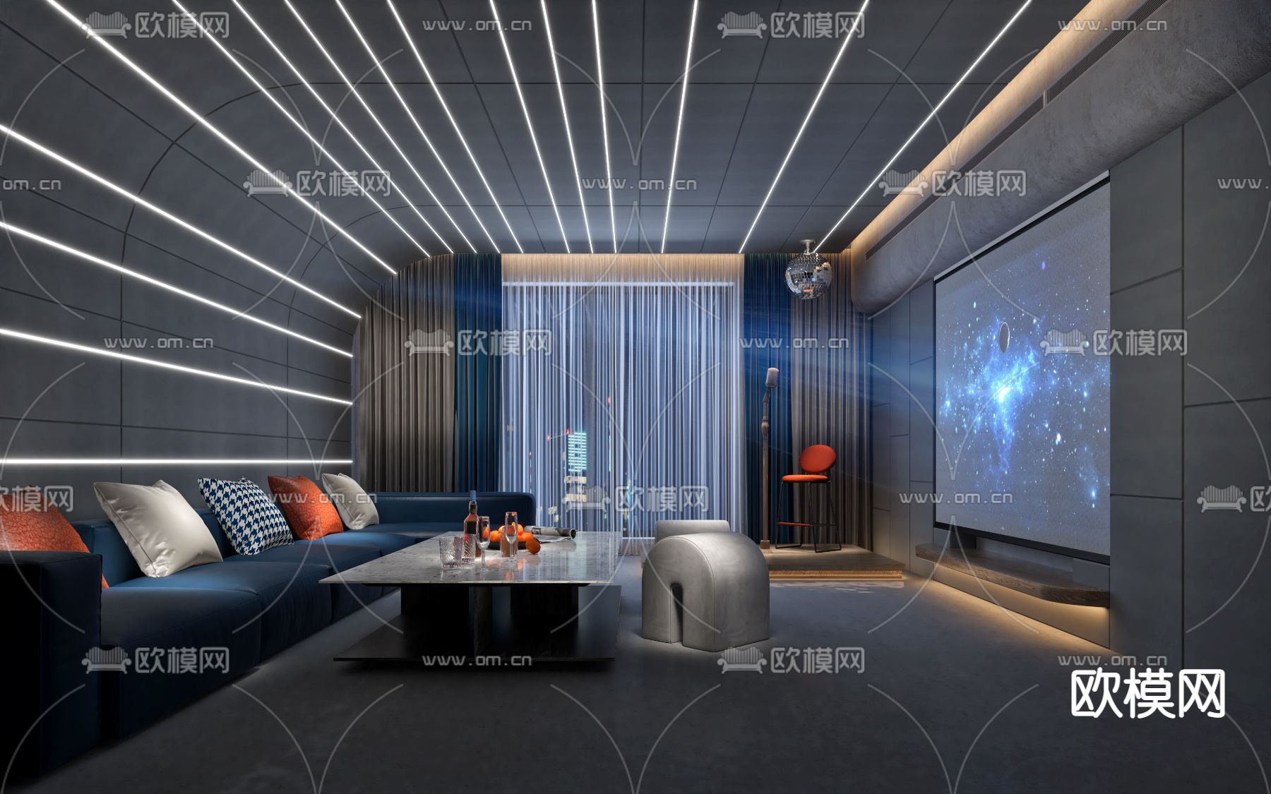 现代KTV包房3d模型