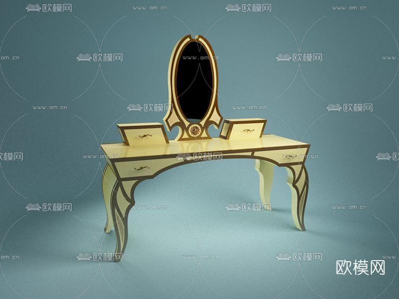 美式轻奢梳妆台免费3d模型下载