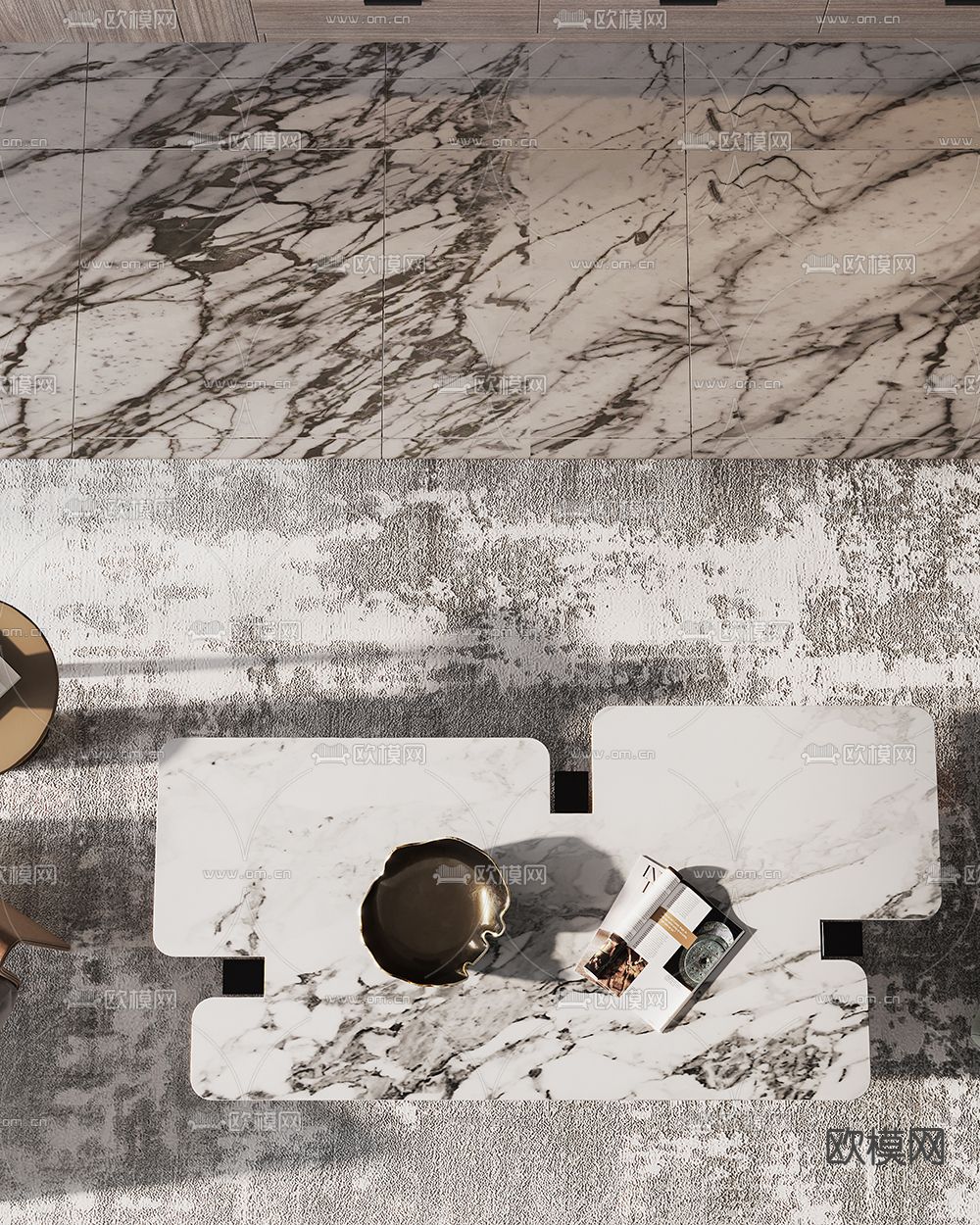 现代电视背景墙沙发组合3d模型下载（渲染图2）