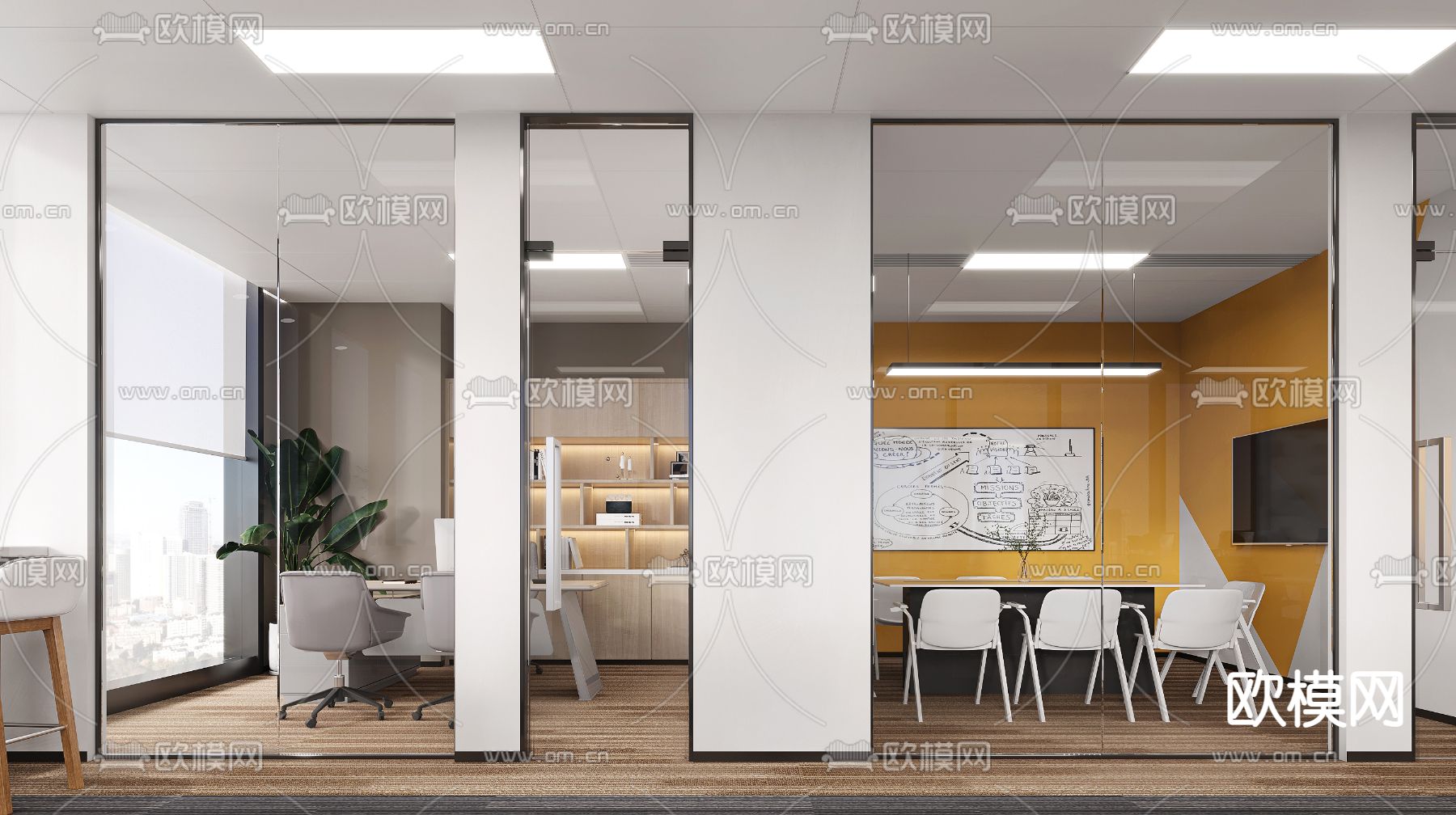 现代办公室会议室3d模型