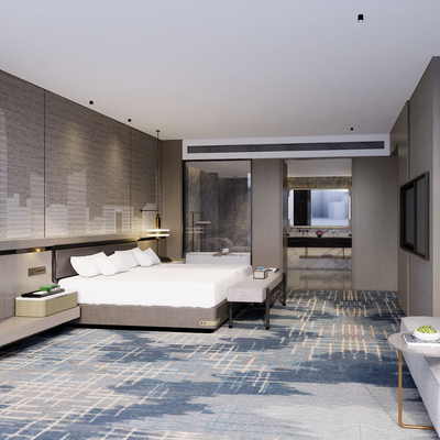  现代酒店客房su模型 