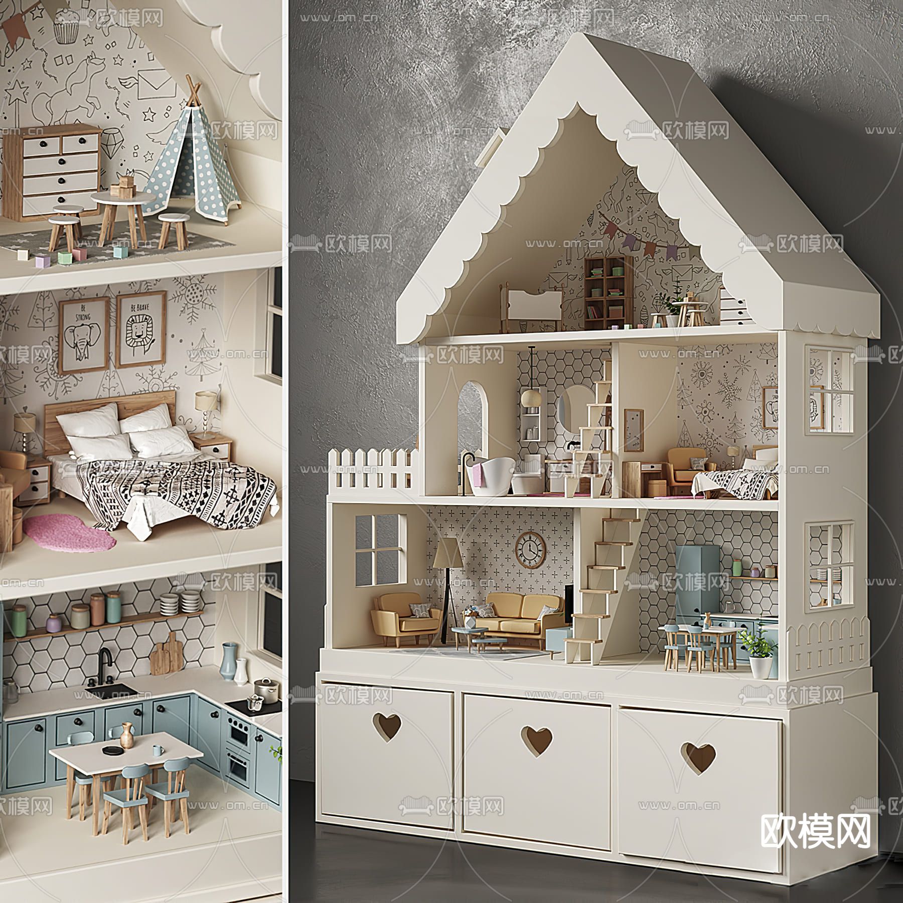 北欧儿童玩具屋3d模型下载