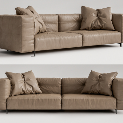 现代皮革双人沙发su模型