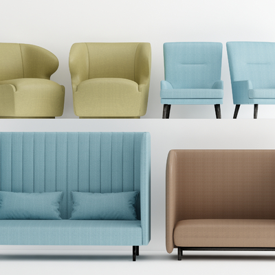  现代卡座沙发su模型 