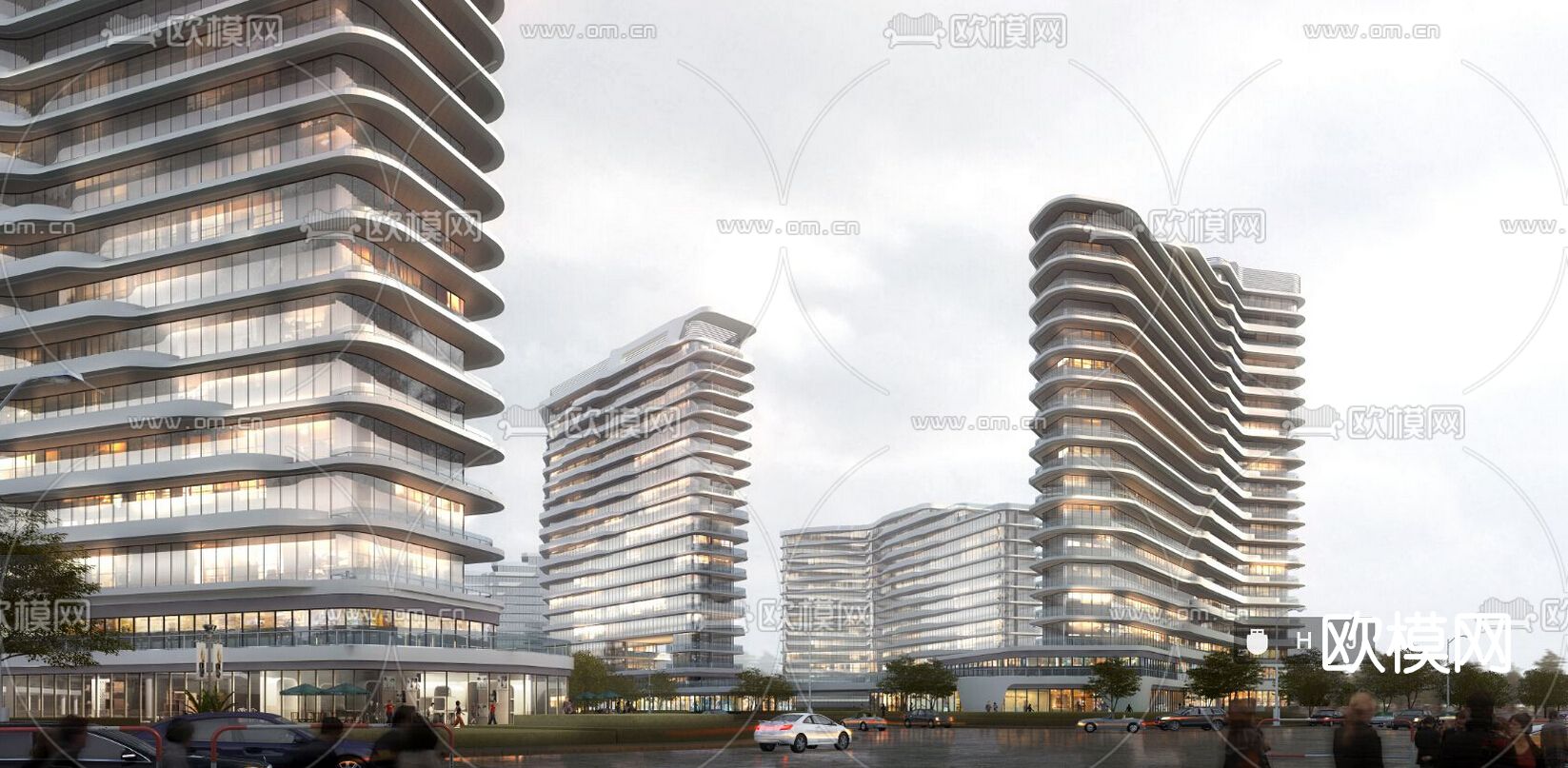 现代办公园区鸟瞰su模型下载（渲染图5）