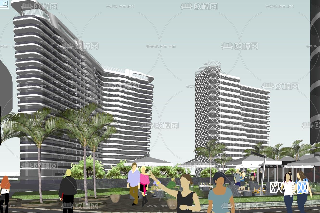 现代办公园区鸟瞰su模型下载（渲染图7）