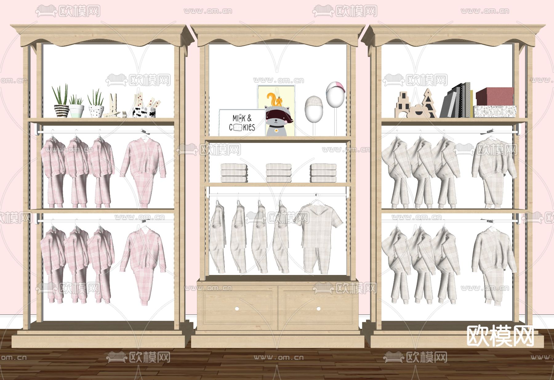 现代童装店货架su模型下载（渲染图2）
