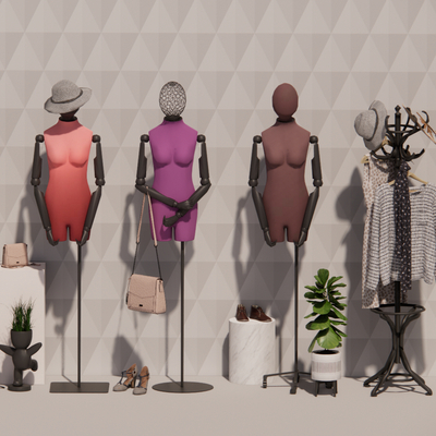  现代服装模特su模型 