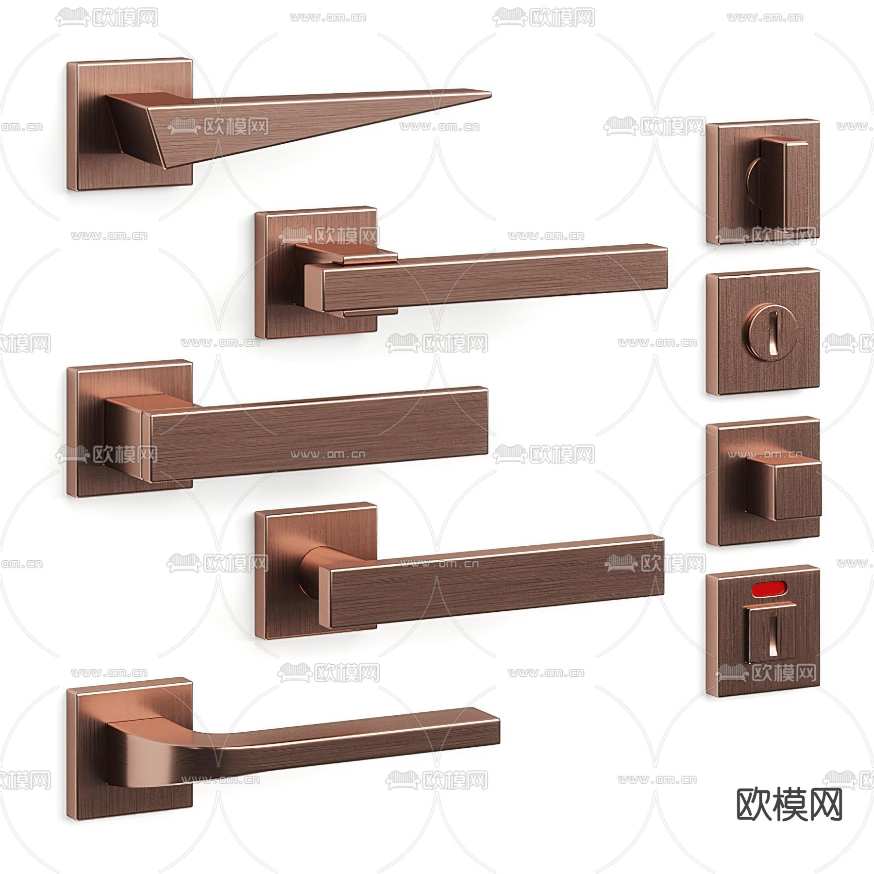 现代门把手拉手门锁3d模型